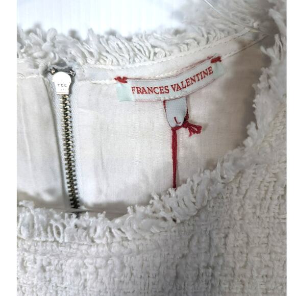 Frances Valentine Twiggy Beaded Parrot Fringe Dress White Bouclé Shift NWT Large - Picture 4 of 13